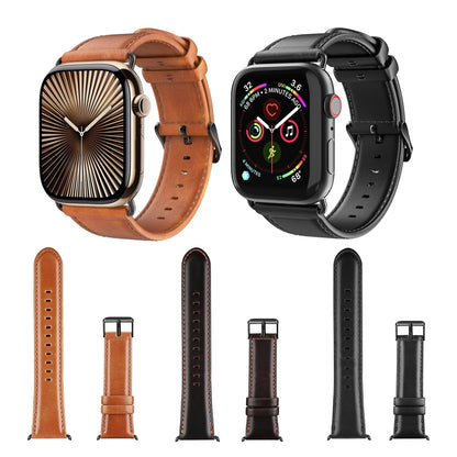 For Apple Watch Series 10 46mm DUX DUCIS Business Genuine Leather Watch Strap(Coffee) - Watch Bands by DUX DUCIS | Online Shopping South Africa | PMC Jewellery | Buy Now Pay Later Mobicred