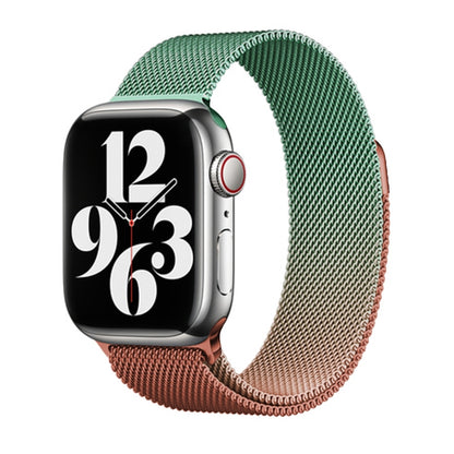 For Apple Watch SE 2023 44mm Milan Gradient Loop Magnetic Buckle Watch Band(Orange Green) - Watch Bands by PMC Jewellery | Online Shopping South Africa | PMC Jewellery