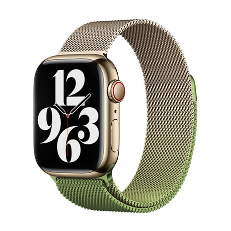 For Apple Watch Series 9 41mm Milan Gradient Loop Magnetic Buckle Watch Band(Gold Green) - Watch Bands by PMC Jewellery | Online Shopping South Africa | PMC Jewellery