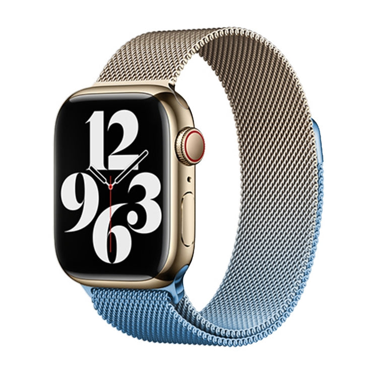 For Apple Watch SE 2022 40mm Milan Gradient Loop Magnetic Buckle Watch Band(Gold Blue) - Watch Bands by PMC Jewellery | Online Shopping South Africa | PMC Jewellery