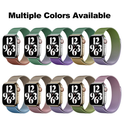 For Apple Watch 42mm Milan Gradient Loop Magnetic Buckle Watch Band(Orange Green) - Watch Bands by PMC Jewellery | Online Shopping South Africa | PMC Jewellery