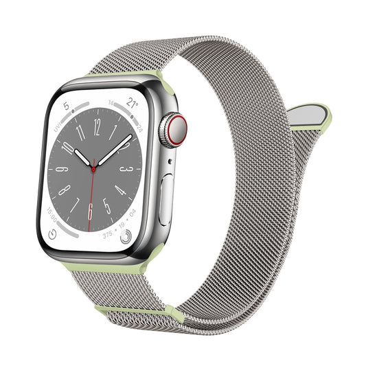 For Apple Watch Series 9 45mm Two Color Milanese Loop Magnetic Watch Band(Starlight Green) - Watch Bands by PMC Jewellery | Online Shopping South Africa | PMC Jewellery