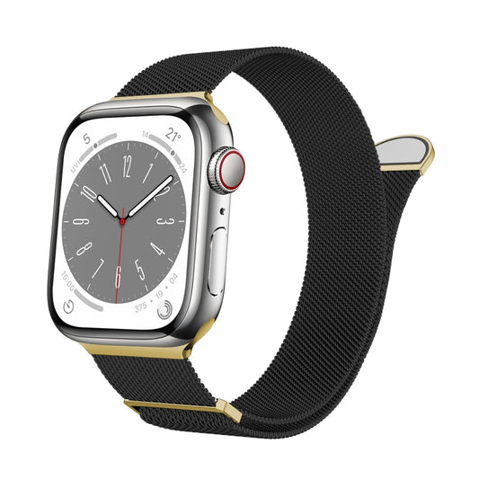 For Apple Watch Series 9 41mm Two Color Milanese Loop Magnetic Watch Band(Black Gold) - Watch Bands by PMC Jewellery | Online Shopping South Africa | PMC Jewellery