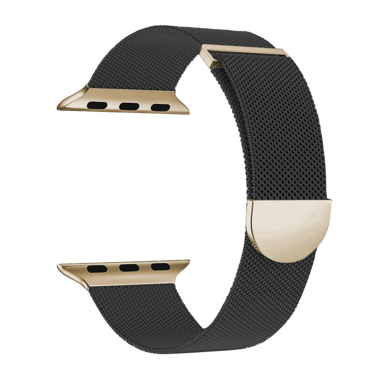 For Apple Watch SE 2022 40mm Two Color Milanese Loop Magnetic Watch Band(Black Gold) - Watch Bands by PMC Jewellery | Online Shopping South Africa | PMC Jewellery