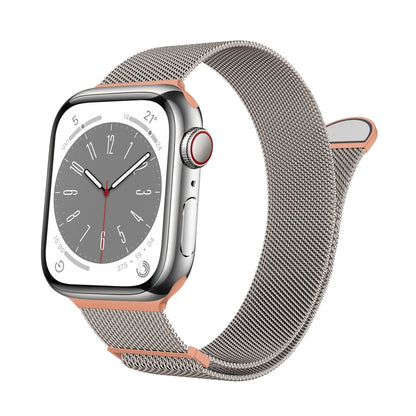 For Apple Watch SE 2022 44mm Two Color Milanese Loop Magnetic Watch Band(Starlight Orange) - Watch Bands by PMC Jewellery | Online Shopping South Africa | PMC Jewellery