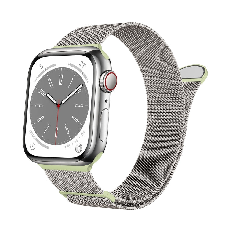 For Apple Watch Series 6 40mm Two Color Milanese Loop Magnetic Watch Band(Starlight Green) - Watch Bands by PMC Jewellery | Online Shopping South Africa | PMC Jewellery