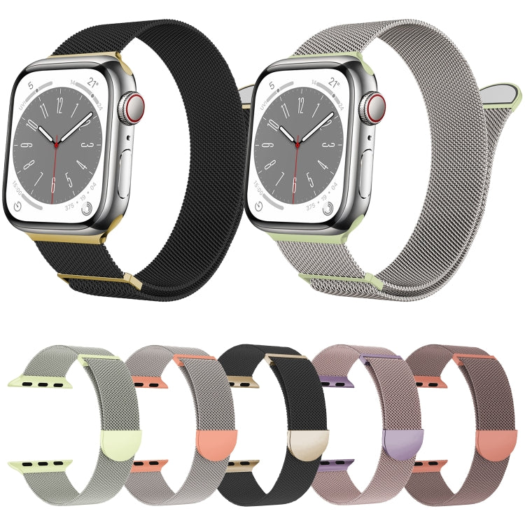 For Apple Watch Series 8 45mm Two Color Milanese Loop Magnetic Watch Band(Pink Purple) - Watch Bands by PMC Jewellery | Online Shopping South Africa | PMC Jewellery