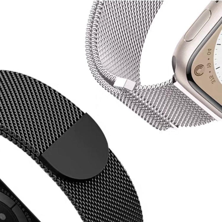 For Apple Watch Ultra 49mm Two Color Milanese Loop Magnetic Watch Band(Black Gold) - Watch Bands by PMC Jewellery | Online Shopping South Africa | PMC Jewellery