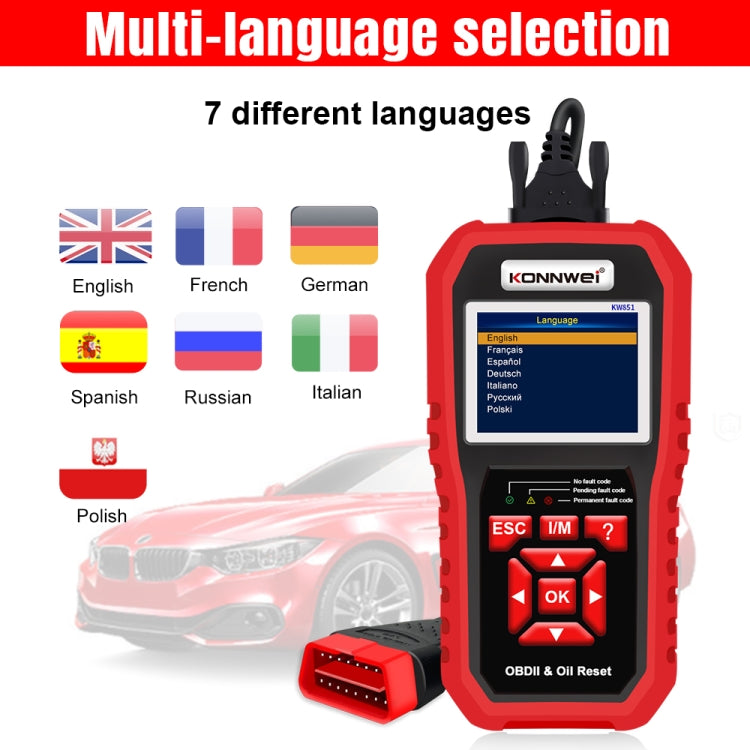 KONNWEI KW851 2 in 1 Car OBDll Scanner Diagnostic Tool Oil Service Light Reset(Black) - Code Readers & Scan Tools by KONNWEI | Online Shopping South Africa | PMC Jewellery | Buy Now Pay Later Mobicred