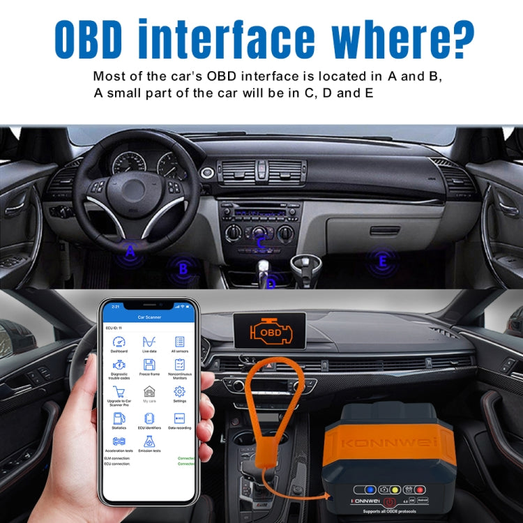 KONNWEI KW906 Bluetooth 5.0 Car OBD2 Scanner Support Android & iOS(Black Red) - Code Readers & Scan Tools by KONNWEI | Online Shopping South Africa | PMC Jewellery | Buy Now Pay Later Mobicred