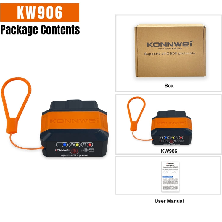 KONNWEI KW906 Bluetooth 5.0 Car OBD2 Scanner Support Android & iOS(Black Red) - Code Readers & Scan Tools by KONNWEI | Online Shopping South Africa | PMC Jewellery | Buy Now Pay Later Mobicred