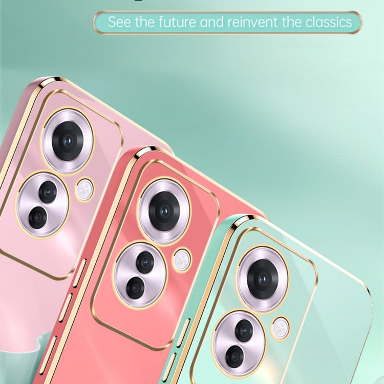 For OPPO Reno11 F XINLI Straight Edge 6D Electroplate TPU Phone Case(Mint Green) - Reno11 F Cases by XINLI | Online Shopping South Africa | PMC Jewellery | Buy Now Pay Later Mobicred