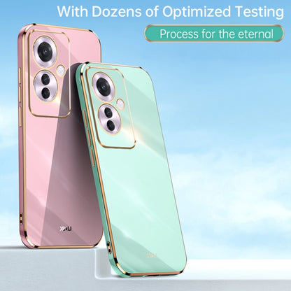 For OPPO Reno11 F XINLI Straight Edge 6D Electroplate TPU Phone Case(Pink) - Reno11 F Cases by XINLI | Online Shopping South Africa | PMC Jewellery | Buy Now Pay Later Mobicred