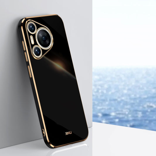 For Huawei Pura 70 Pro / Pura 70 Pro+ XINLI Straight 6D Plating Gold Edge TPU Phone Case(Black) - Huawei Cases by XINLI | Online Shopping South Africa | PMC Jewellery | Buy Now Pay Later Mobicred