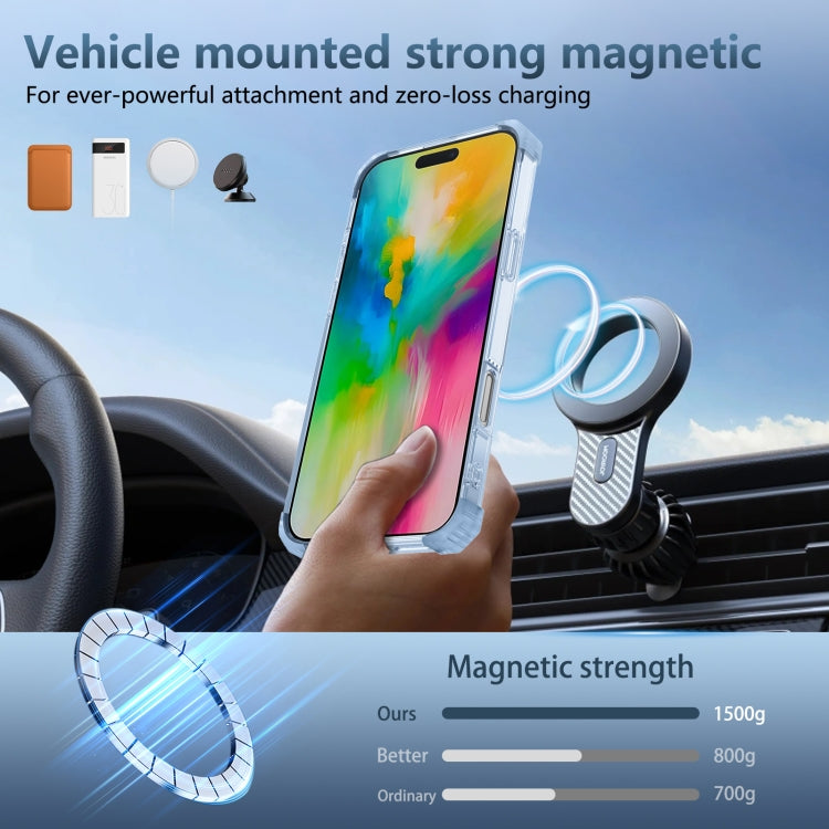 For iPhone 16 Pro Gold Shield CD Pattern MagSafe Magnetic Phone Case with Rotating Stand(Transparent Blue) - iPhone 16 Pro Cases by PMC Jewellery | Online Shopping South Africa | PMC Jewellery | Buy Now Pay Later Mobicred