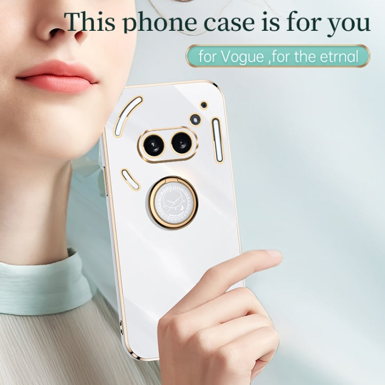 For Nothing Phone 2A XINLI Straight Edge 6D Electroplate TPU Phone Case with Ring Holder(Mint Green) - More Brand by XINLI | Online Shopping South Africa | PMC Jewellery | Buy Now Pay Later Mobicred