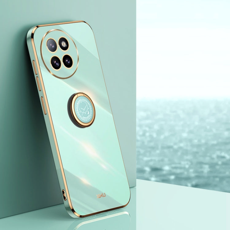 For Xiaomi Civi 4 Pro XINLI Straight 6D Plating Gold Edge TPU Shockproof Case with Ring Holder(Mint Green) - Xiaomi Cases by XINLI | Online Shopping South Africa | PMC Jewellery | Buy Now Pay Later Mobicred