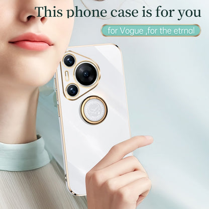 For Huawei Pura 70 Pro / Pura 70 Pro+ XINLI Straight 6D Plating Gold Edge TPU Shockproof Case with Ring Holder(Mint Green) - Huawei Cases by XINLI | Online Shopping South Africa | PMC Jewellery | Buy Now Pay Later Mobicred