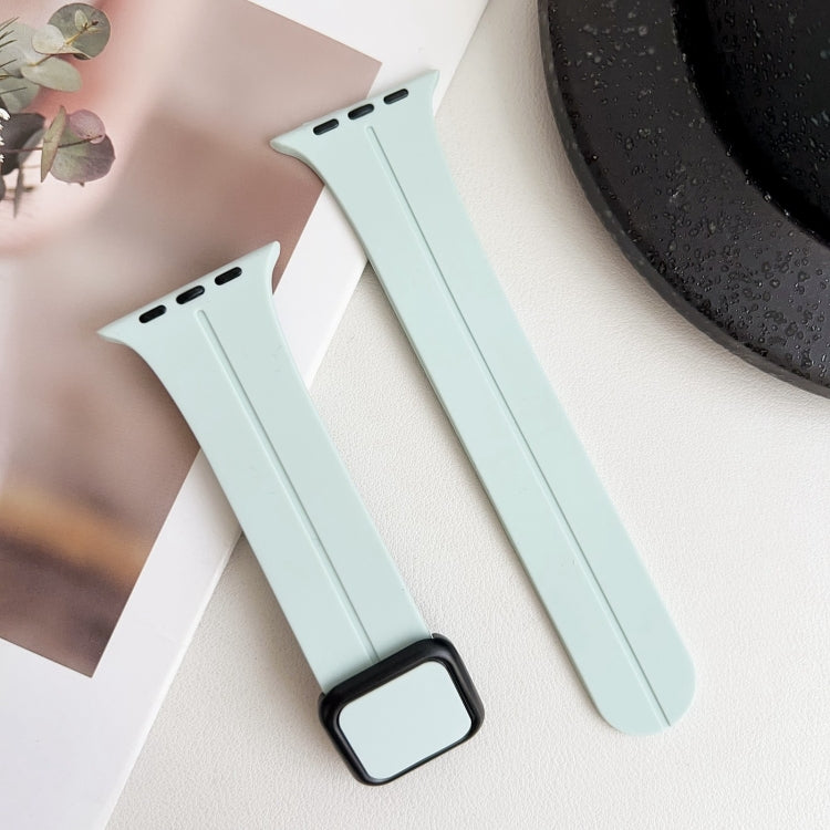 For Apple Watch SE 2023 44mm Magnetic Square Buckle Silicone Watch Band(Sapphire Blue) - Watch Bands by PMC Jewellery | Online Shopping South Africa | PMC Jewellery