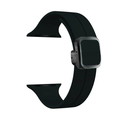 For Apple Watch SE 2023 40mm Magnetic Square Buckle Silicone Watch Band(Black) - Watch Bands by PMC Jewellery | Online Shopping South Africa | PMC Jewellery