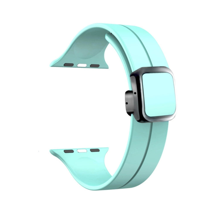 For Apple Watch Series 9 41mm Magnetic Square Buckle Silicone Watch Band(Sapphire Blue) - Watch Bands by PMC Jewellery | Online Shopping South Africa | PMC Jewellery