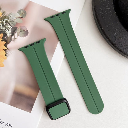 For Apple Watch Ultra 49mm Magnetic Square Buckle Silicone Watch Band(Alfalfa) - Watch Bands by PMC Jewellery | Online Shopping South Africa | PMC Jewellery