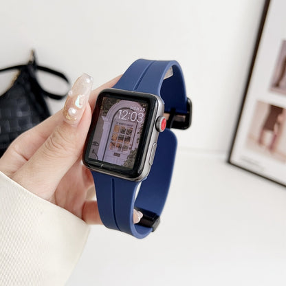 For Apple Watch Ultra 49mm Magnetic Square Buckle Silicone Watch Band(Midnight Blue) - Watch Bands by PMC Jewellery | Online Shopping South Africa | PMC Jewellery