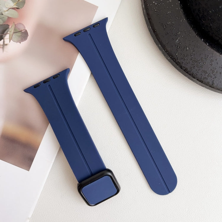 For Apple Watch Ultra 49mm Magnetic Square Buckle Silicone Watch Band(Midnight Blue) - Watch Bands by PMC Jewellery | Online Shopping South Africa | PMC Jewellery