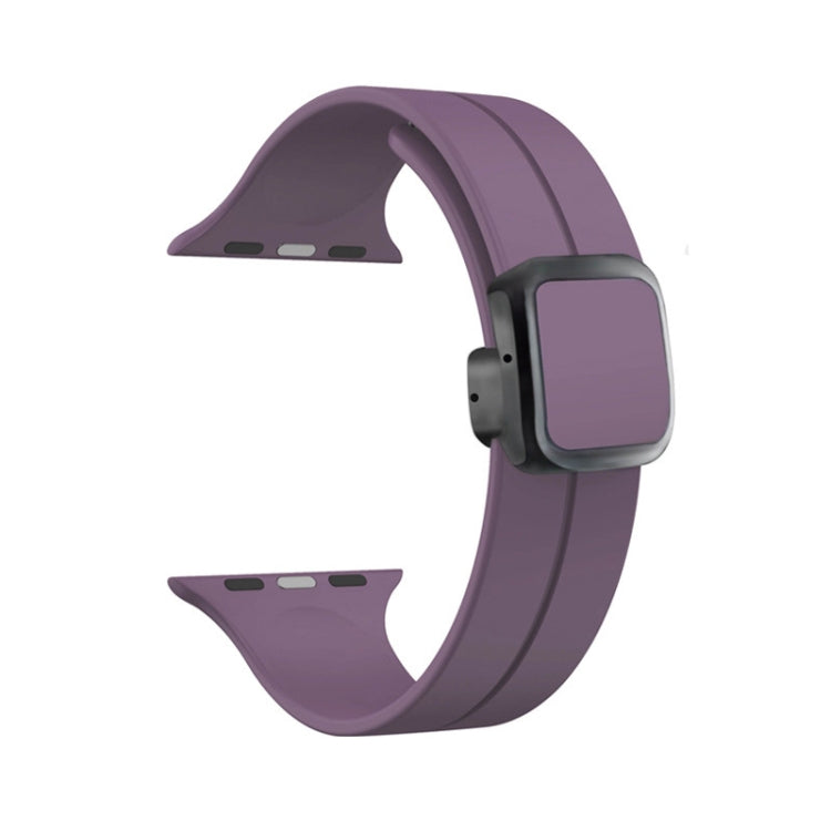 For Apple Watch Series 8 41mm Magnetic Square Buckle Silicone Watch Band(Fruit Purple) - Watch Bands by PMC Jewellery | Online Shopping South Africa | PMC Jewellery