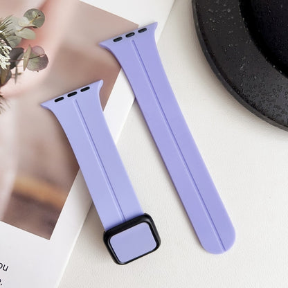 For Apple Watch Series 8 45mm Magnetic Square Buckle Silicone Watch Band(Lilacs Purple) - Watch Bands by PMC Jewellery | Online Shopping South Africa | PMC Jewellery