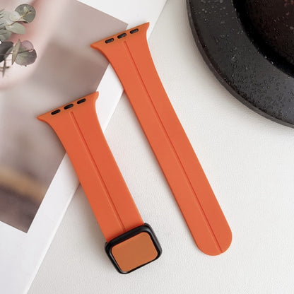 For Apple Watch SE 2022 40mm Magnetic Square Buckle Silicone Watch Band(Orange) - Watch Bands by PMC Jewellery | Online Shopping South Africa | PMC Jewellery