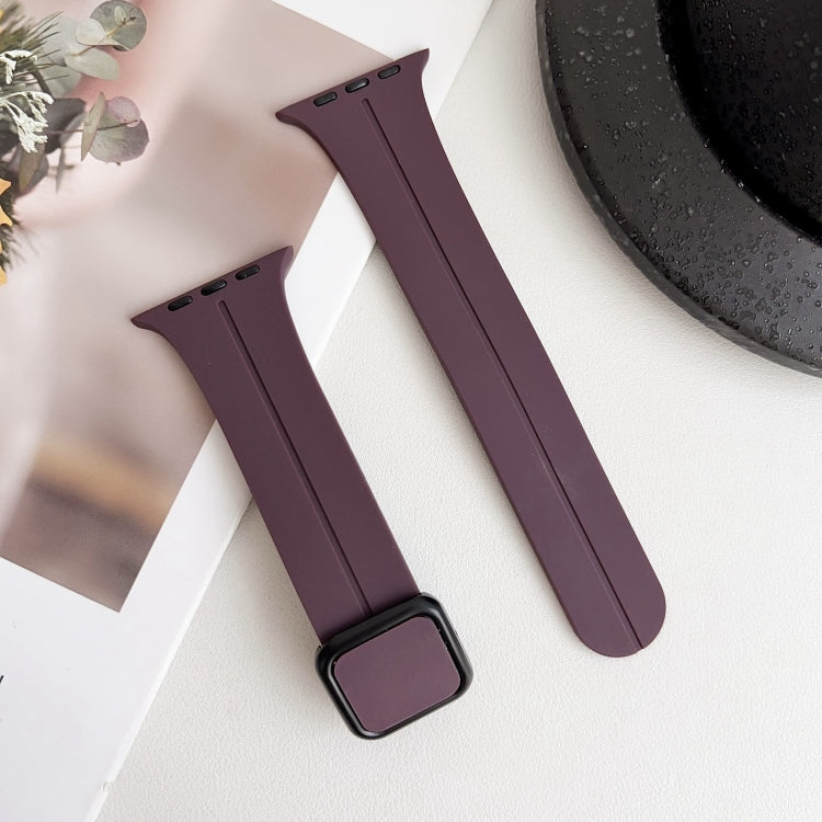 For Apple Watch Series 7 45mm Magnetic Square Buckle Silicone Watch Band(Fruit Purple) - Watch Bands by PMC Jewellery | Online Shopping South Africa | PMC Jewellery