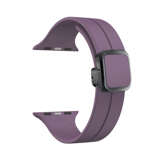 For Apple Watch SE 40mm Magnetic Square Buckle Silicone Watch Band(Fruit Purple) - Watch Bands by PMC Jewellery | Online Shopping South Africa | PMC Jewellery