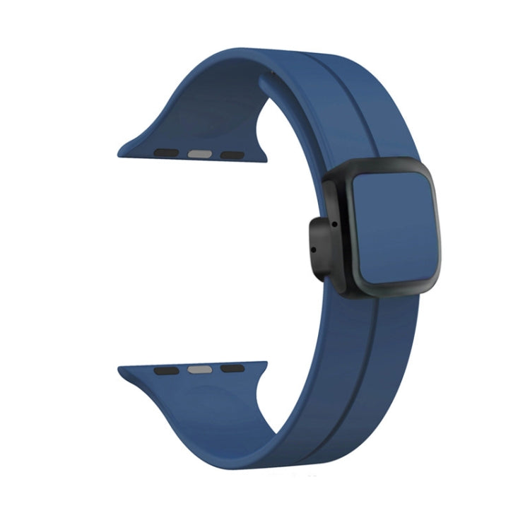 For Apple Watch SE 44mm Magnetic Square Buckle Silicone Watch Band(Midnight Blue) - Watch Bands by PMC Jewellery | Online Shopping South Africa | PMC Jewellery