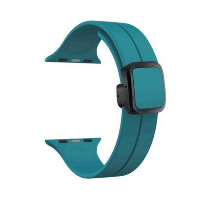 For Apple Watch Series 3 38mm Magnetic Square Buckle Silicone Watch Band(Rock Green) - Watch Bands by PMC Jewellery | Online Shopping South Africa | PMC Jewellery