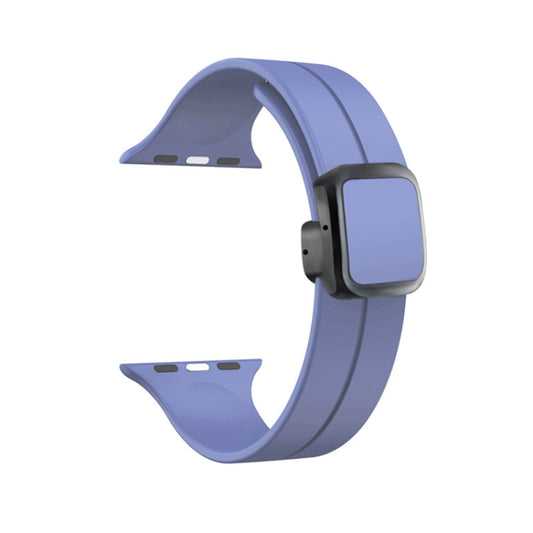 For Apple Watch Series 3 42mm Magnetic Square Buckle Silicone Watch Band(Lilacs Purple) - Watch Bands by PMC Jewellery | Online Shopping South Africa | PMC Jewellery