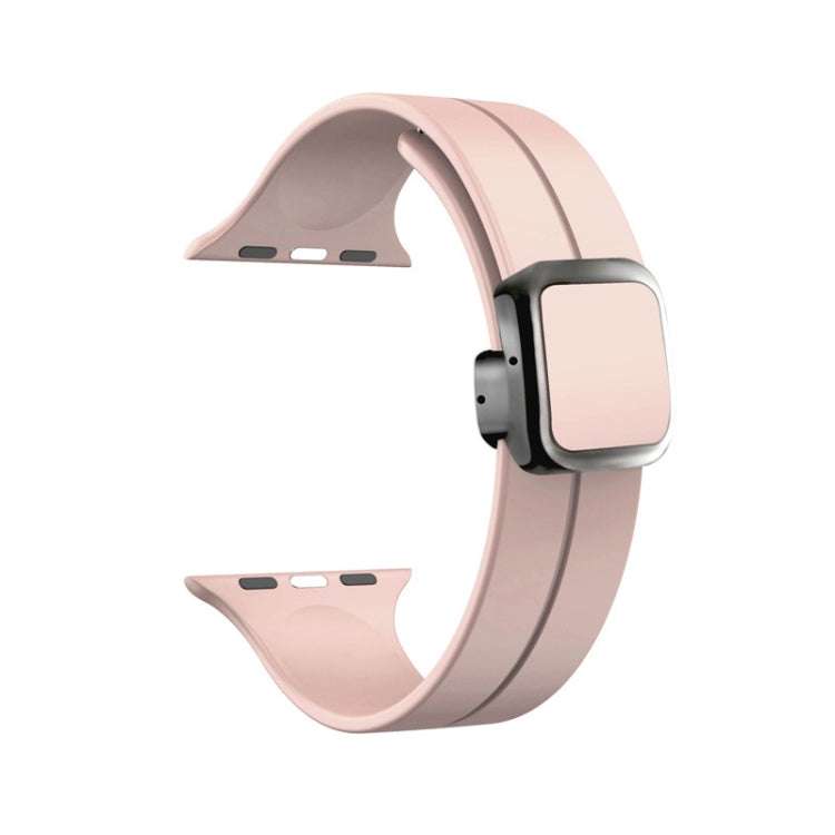 For Apple Watch 42mm Magnetic Square Buckle Silicone Watch Band(Sand Pink) - Watch Bands by PMC Jewellery | Online Shopping South Africa | PMC Jewellery