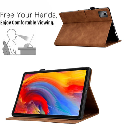 For Lenovo Tab M11 / Xiaoxin Pad 11 2024 Smile Embossed Smart Leather Tablet Case(Brown) - Lenovo by PMC Jewellery | Online Shopping South Africa | PMC Jewellery | Buy Now Pay Later Mobicred