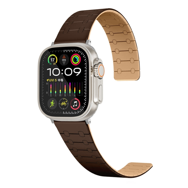 For Apple Watch SE 2023 40mm Two Color Loop Magnetic Silicone Watch Band(Dark Brown+Light Brown) - Watch Bands by PMC Jewellery | Online Shopping South Africa | PMC Jewellery