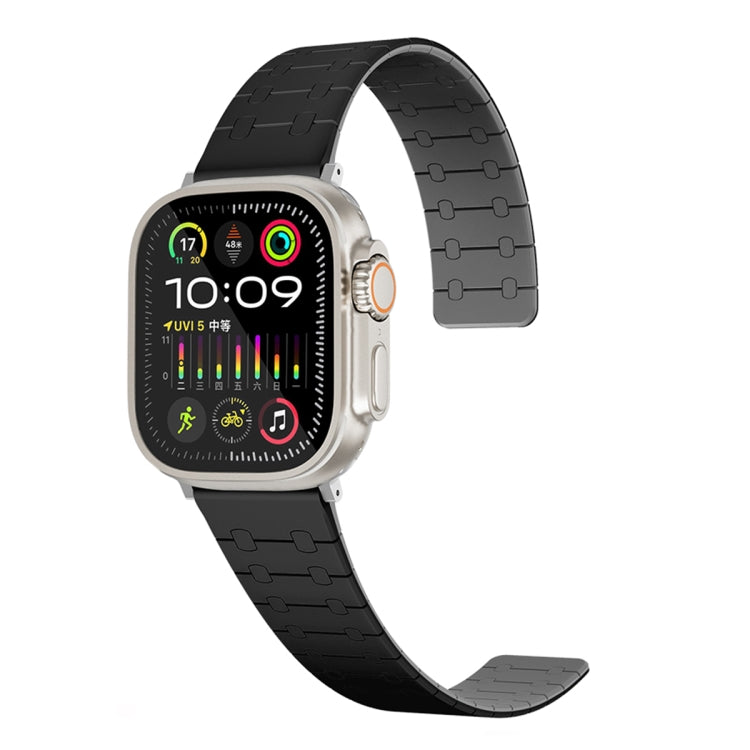 For Apple Watch Series 9 45mm Two Color Loop Magnetic Silicone Watch Band(Black+Grey) - Watch Bands by PMC Jewellery | Online Shopping South Africa | PMC Jewellery