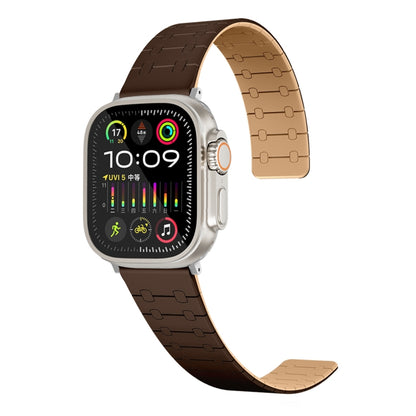 For Apple Watch Series 9 45mm Two Color Loop Magnetic Silicone Watch Band(Dark Brown+Light Brown) - Watch Bands by PMC Jewellery | Online Shopping South Africa | PMC Jewellery