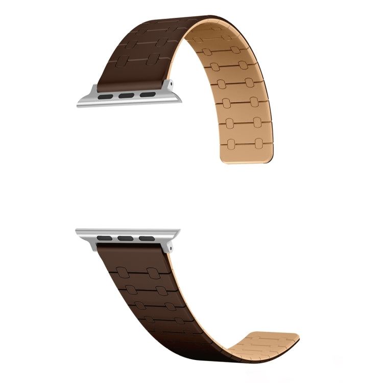 For Apple Watch Series 9 45mm Two Color Loop Magnetic Silicone Watch Band(Dark Brown+Light Brown) - Watch Bands by PMC Jewellery | Online Shopping South Africa | PMC Jewellery