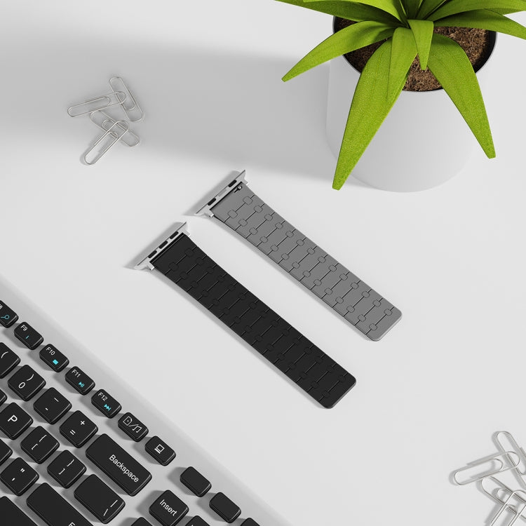 For Apple Watch Series 6 40mm Two Color Loop Magnetic Silicone Watch Band(Black+Grey) - Watch Bands by PMC Jewellery | Online Shopping South Africa | PMC Jewellery