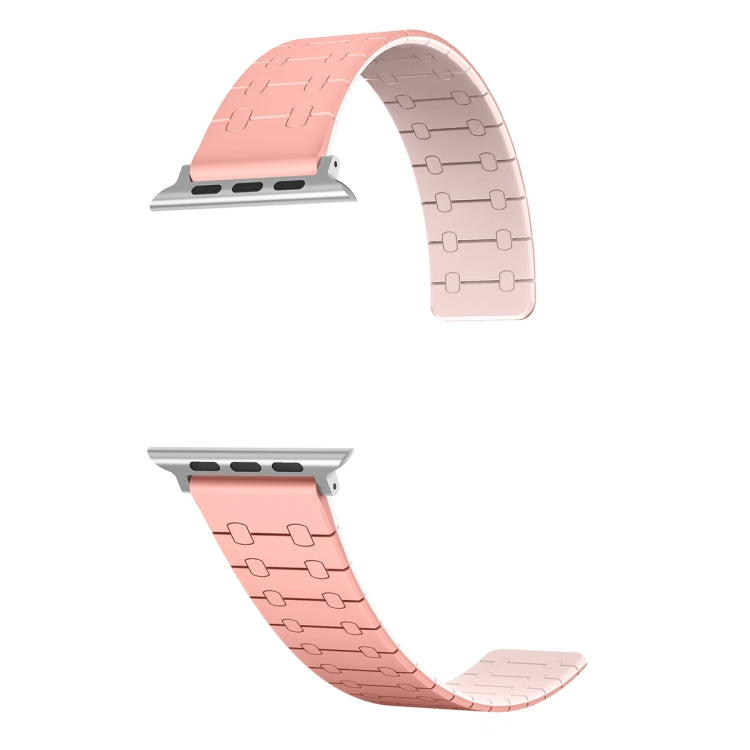 For Apple Watch Series 4 40mm Two Color Loop Magnetic Silicone Watch Band(Peach+Light Pink) - Watch Bands by PMC Jewellery | Online Shopping South Africa | PMC Jewellery