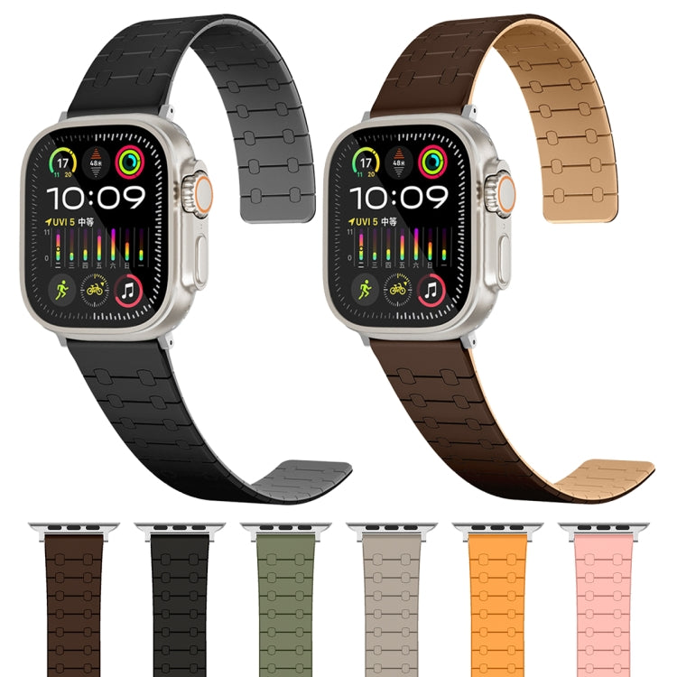 For Apple Watch Series 5 44mm Two Color Loop Magnetic Silicone Watch Band(Black+Grey) - Watch Bands by PMC Jewellery | Online Shopping South Africa | PMC Jewellery