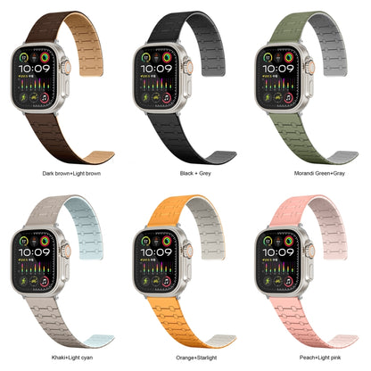 For Apple Watch Series 6 44mm Two Color Loop Magnetic Silicone Watch Band(Dark Brown+Light Brown) - Watch Bands by PMC Jewellery | Online Shopping South Africa | PMC Jewellery