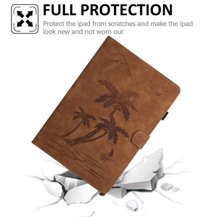 For iPad Pro 11 2024 Coconut Tree Embossed Smart Leather Tablet Case(Brown) - iPad Pro 11 2024 Cases by PMC Jewellery | Online Shopping South Africa | PMC Jewellery | Buy Now Pay Later Mobicred