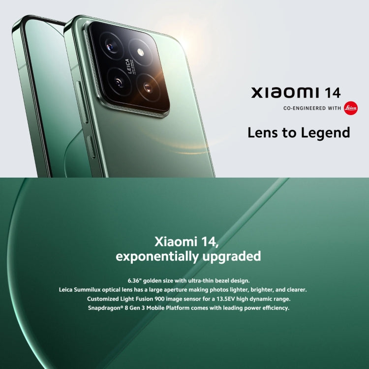 [HK Warehouse] Xiaomi 14 5G Global, 12GB+256GB, 6.36 inch Xiaomi HyperOS Snapdragon 8 Gen 3 Octa Core 3.3GHz, Network: 5G(Green) - Xiaomi Redmi by Xiaomi | Online Shopping South Africa | PMC Jewellery