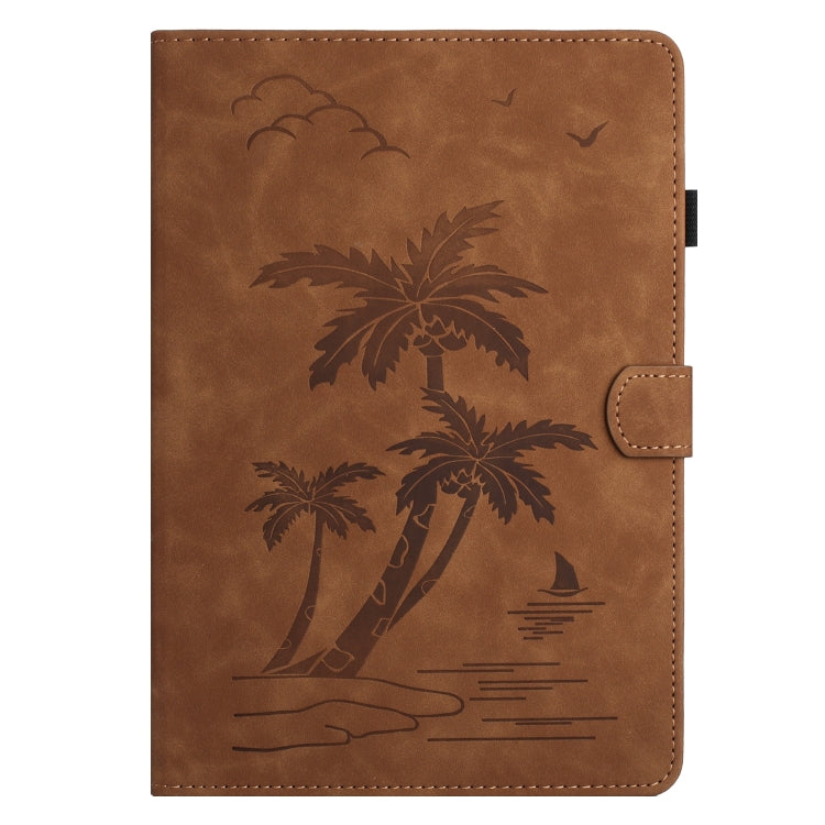 For Samsung Galaxy Tab S9 FE X510/X516B Coconut Tree Embossed Smart Leather Tablet Case(Brown) - Galaxy Tab S9 FE by PMC Jewellery | Online Shopping South Africa | PMC Jewellery | Buy Now Pay Later Mobicred