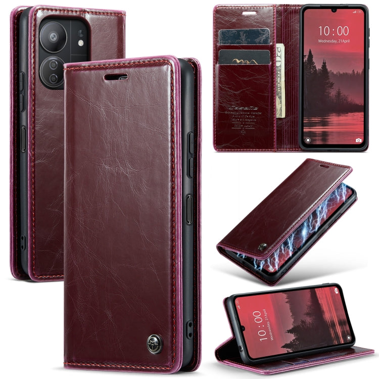 For Xiaomi Redmi 13C CaseMe 003 Crazy Horse Texture Flip Leather Phone Case(Mulberry Red) - Xiaomi Cases by CaseMe | Online Shopping South Africa | PMC Jewellery | Buy Now Pay Later Mobicred